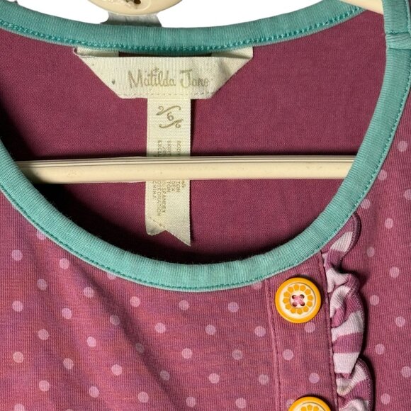 Matilda Jane Girls Sleeveless Floral Dress With Polka Dot Apples trim size 6 - Picture 4 of 7